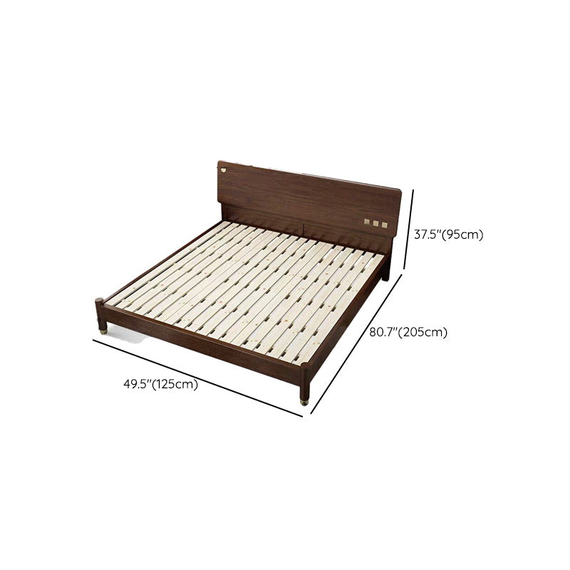 Traditional Espresso Panel Bed Walnut Rectangular Standard Bed with Headboard