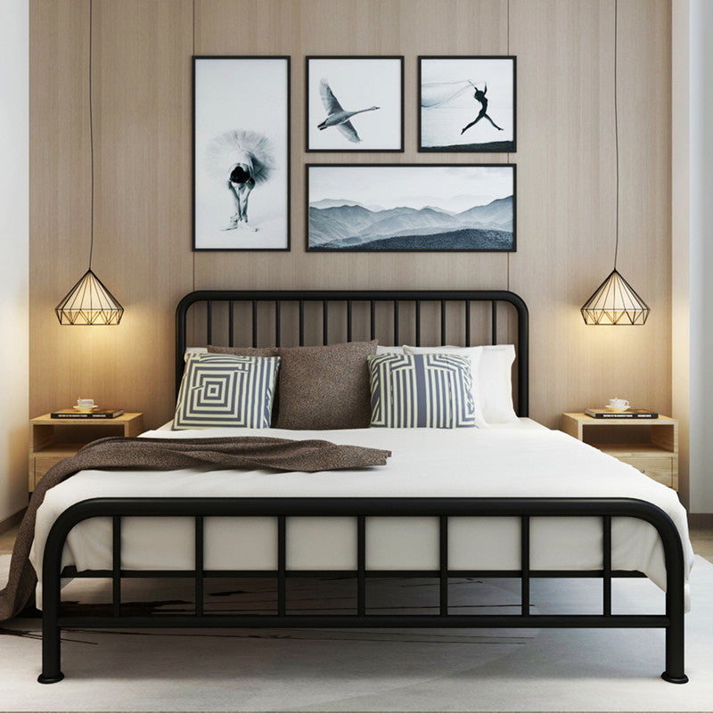 Metal Standard Bed Open-Frame Headboard Bed with Custom Legs