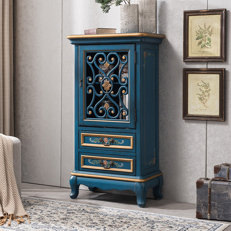 47. 2" Tall Distressed Wood Side Cabinet 2 - Drawer 1 - Door Storage Cabinet