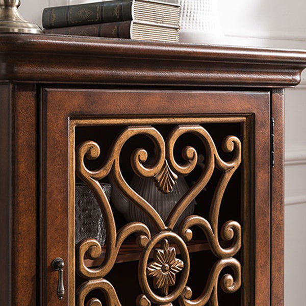 47. 2" Tall Distressed Wood Side Cabinet 2 - Drawer 1 - Door Storage Cabinet