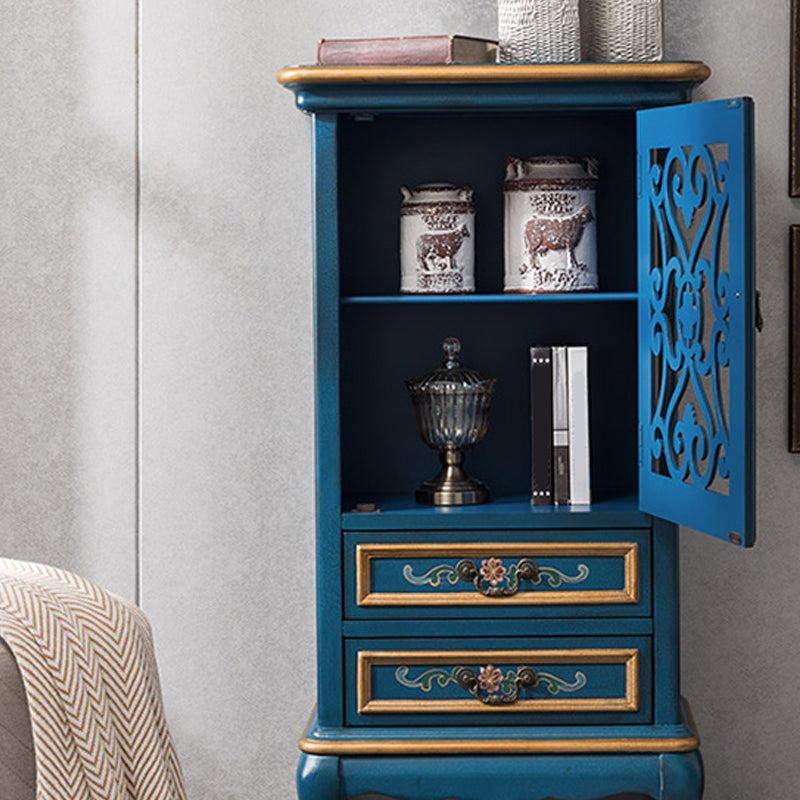 47. 2" Tall Distressed Wood Side Cabinet 2 - Drawer 1 - Door Storage Cabinet