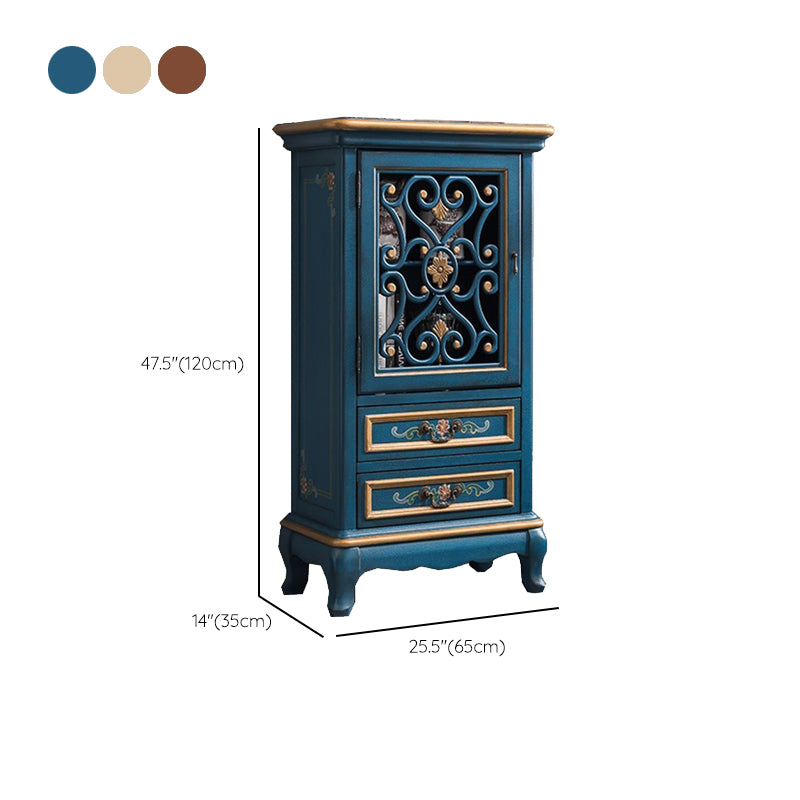 47. 2" Tall Distressed Wood Side Cabinet 2 - Drawer 1 - Door Storage Cabinet