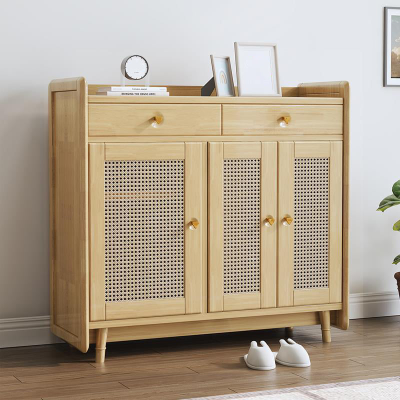 2 - Drawer and 2-Door Cabinet 42.5" Tall Rattan Storage Cabinet