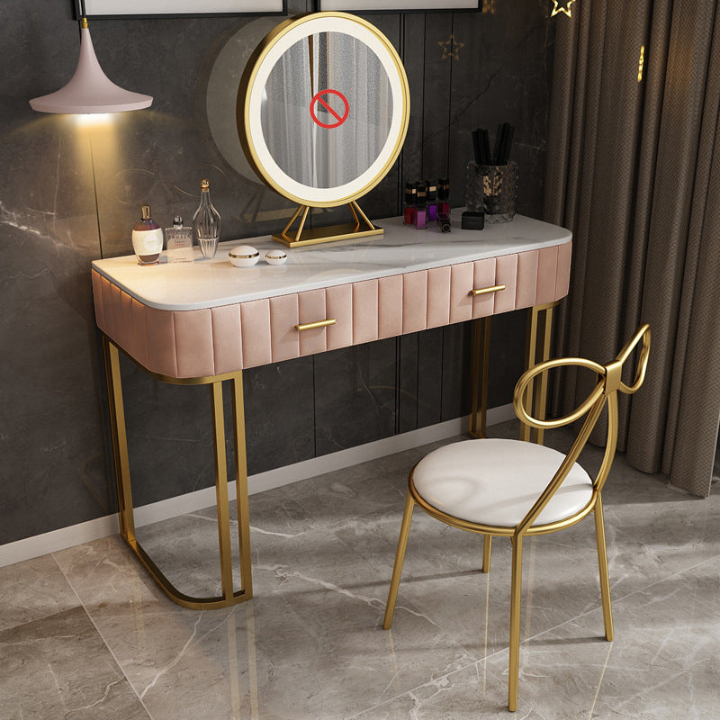 Make-up Vanity With Drawer Marble Glam Bedroom Double Drawers