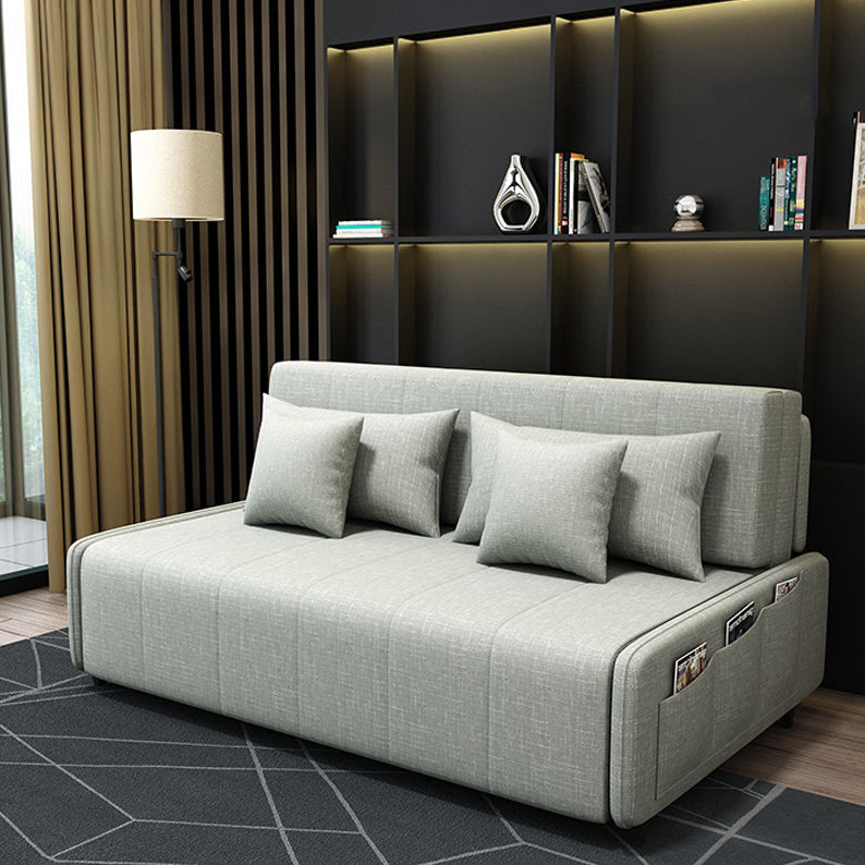 Linen Sleeper Sofa 39.37" Wide Blue Foldable Armless Sofa Bed