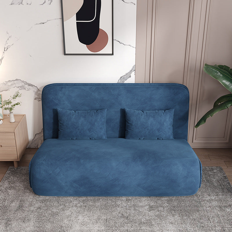 Velvet Sleeper Sofa 25.59" Wide Blue Foldable Armless Sofa Bed
