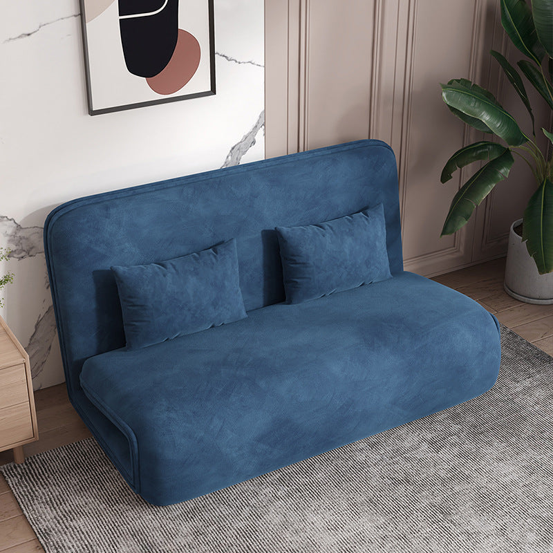 Velvet Sleeper Sofa 25.59" Wide Blue Foldable Armless Sofa Bed