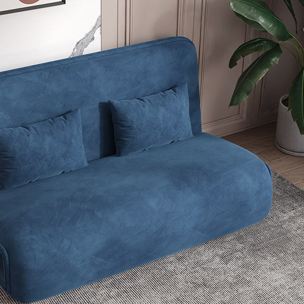 Velvet Sleeper Sofa 25.59" Wide Blue Foldable Armless Sofa Bed