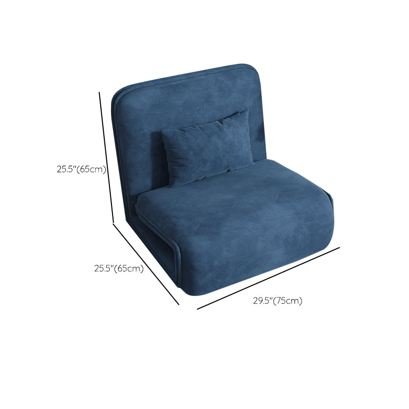 Velvet Sleeper Sofa 25.59" Wide Blue Foldable Armless Sofa Bed