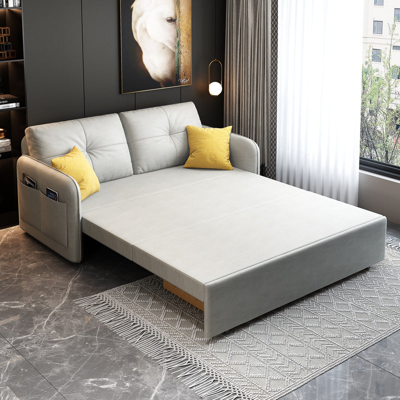 Faux leather Sleeper Sofa Light 32.67" Wide Gray Sofa Bed with Upholstered