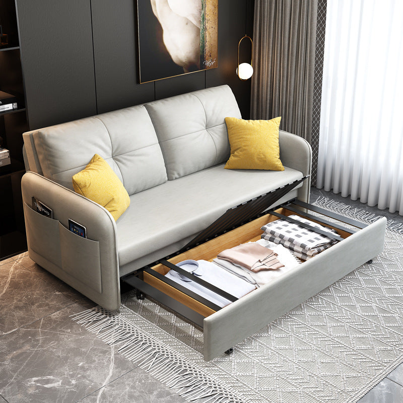 Faux leather Sleeper Sofa Light 32.67" Wide Gray Sofa Bed with Upholstered