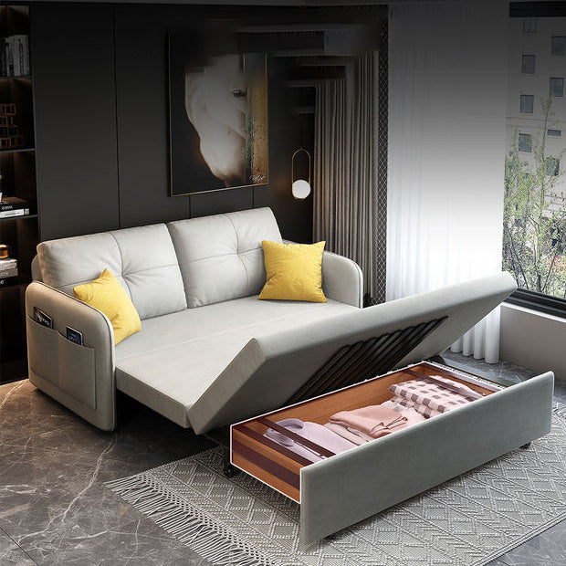 Faux leather Sleeper Sofa Light 32.67" Wide Gray Sofa Bed with Upholstered