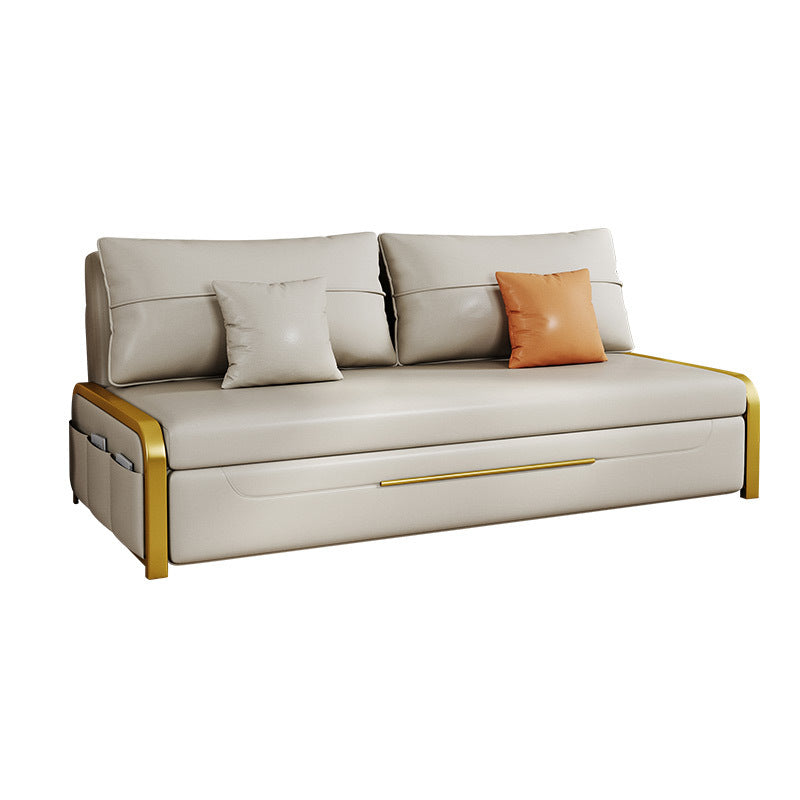 Faux leather Sleeper Sofa Creamy-white Sofa Bed with Upholstered, 31.49" Wide