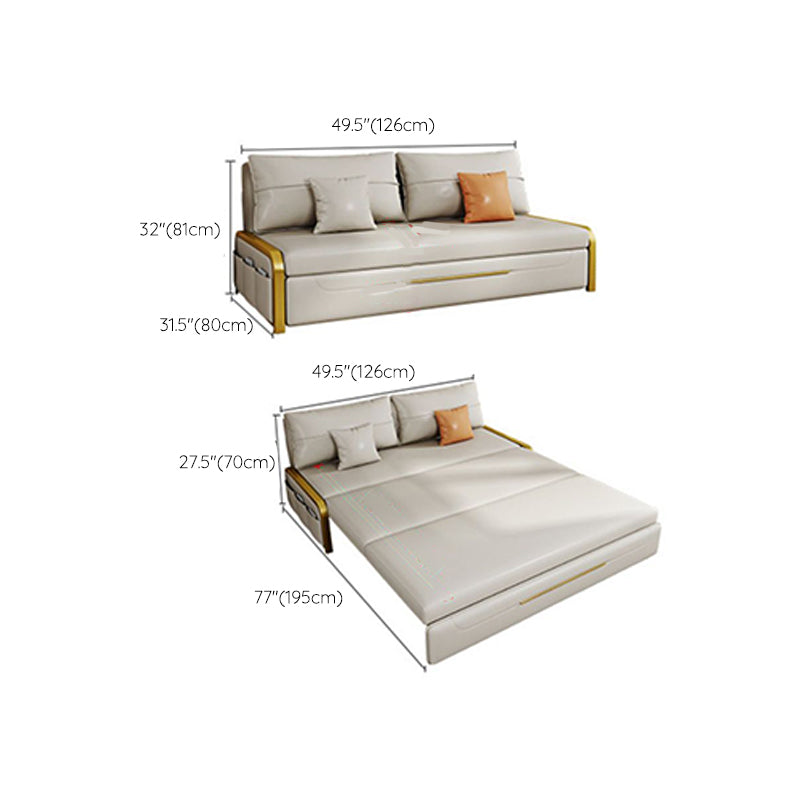 Faux leather Sleeper Sofa Creamy-white Sofa Bed with Upholstered, 31.49" Wide