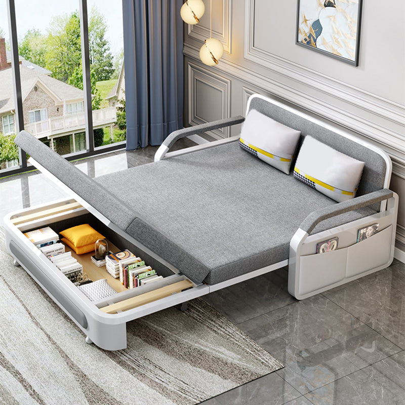33.46" Wide Sleeper Sofa Light Gray Linen Sofa Bed with Storage