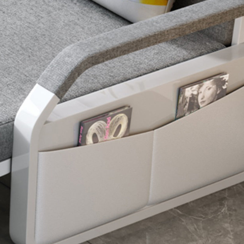 33.46" Wide Sleeper Sofa Light Gray Linen Sofa Bed with Storage