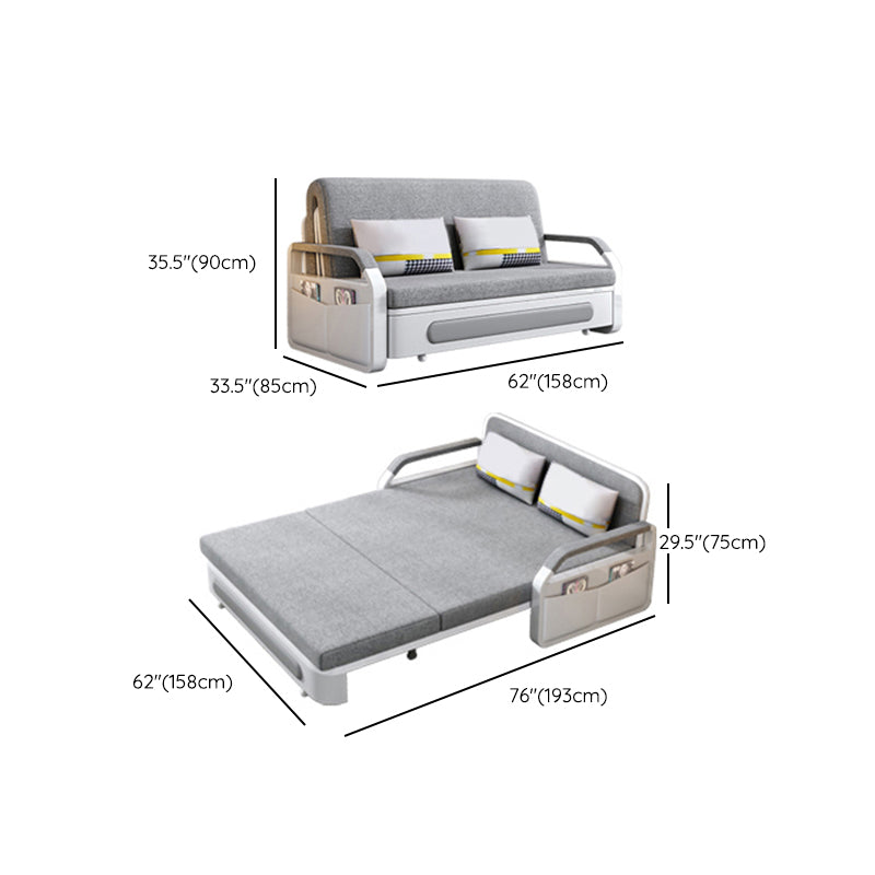 33.46" Wide Sleeper Sofa Light Gray Linen Sofa Bed with Storage