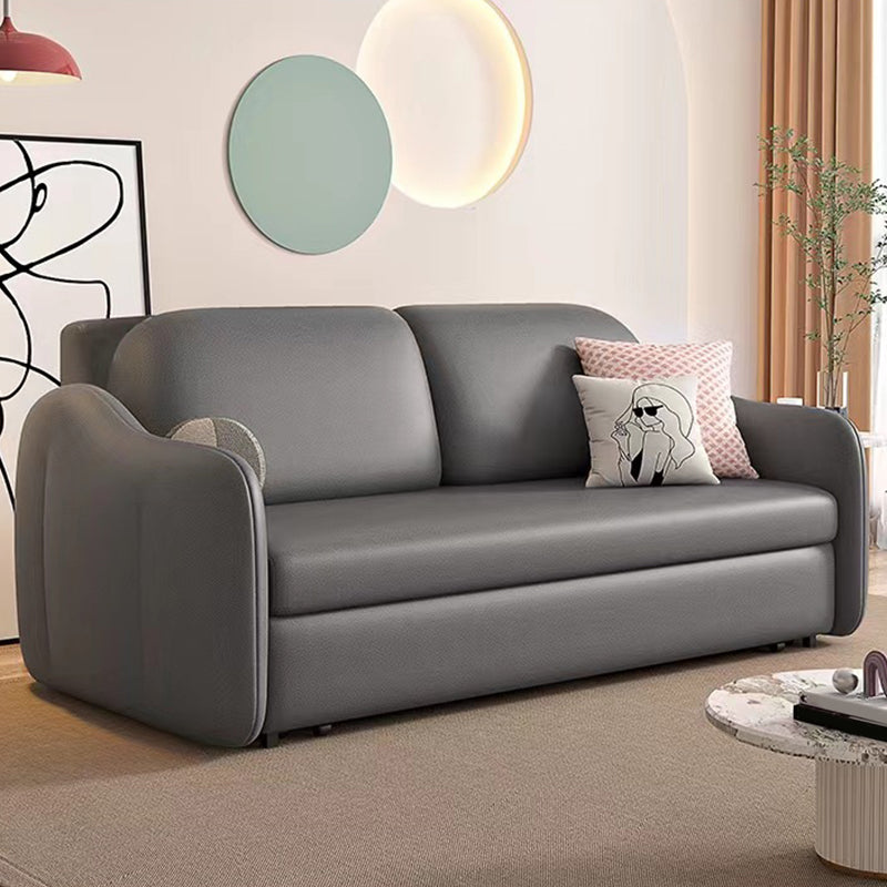 Faux leather Sleeper Sofa with Pillow Back Sofa Bed with Detachable Mattress