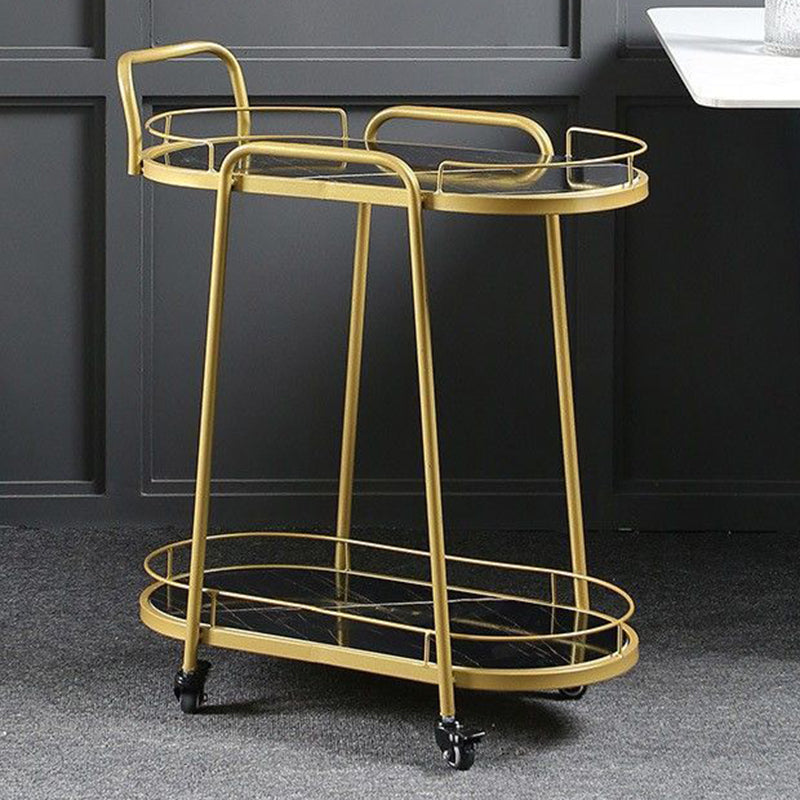 Contemporary Oval Prep Table Rolling Metal Prep Table for Kitchen