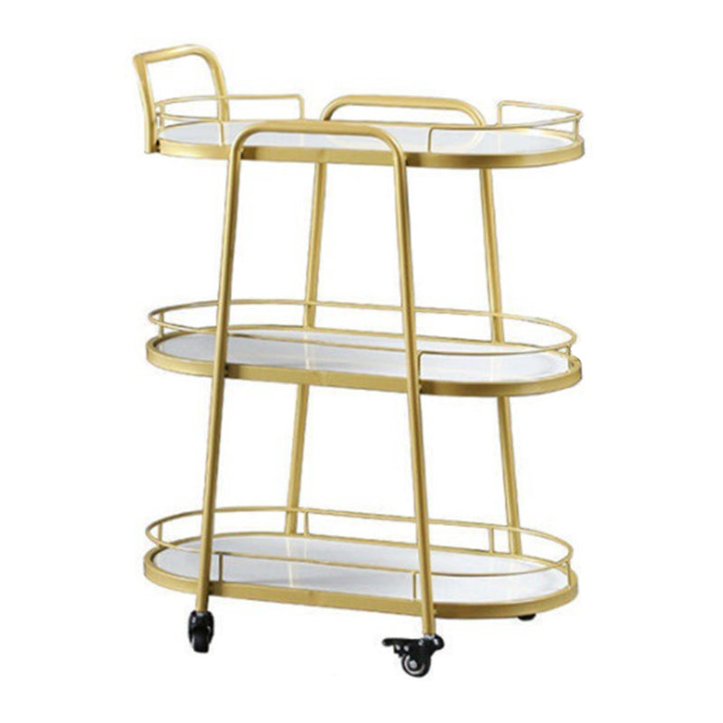 Contemporary Oval Prep Table Rolling Metal Prep Table for Kitchen