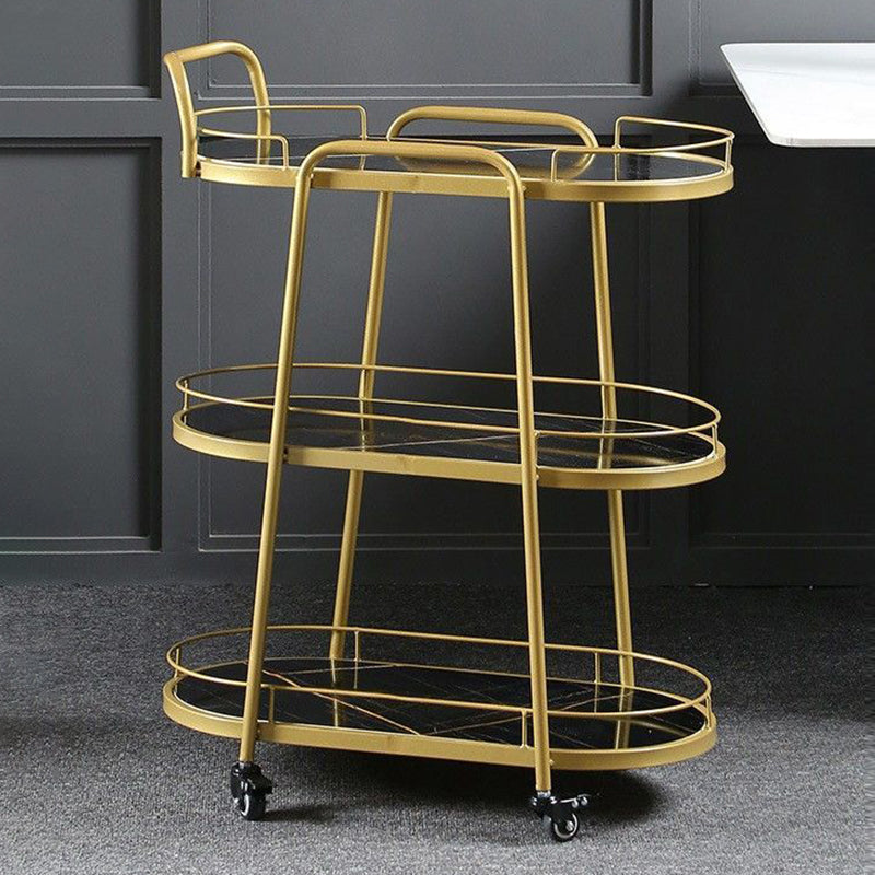 Contemporary Oval Prep Table Rolling Metal Prep Table for Kitchen