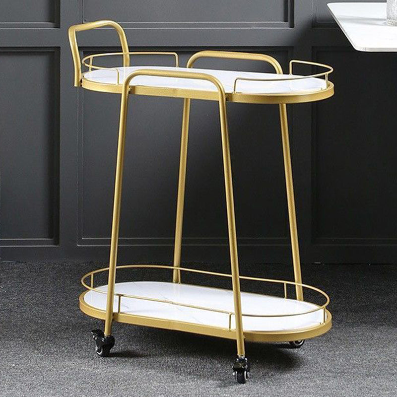 Contemporary Oval Prep Table Rolling Metal Prep Table for Kitchen