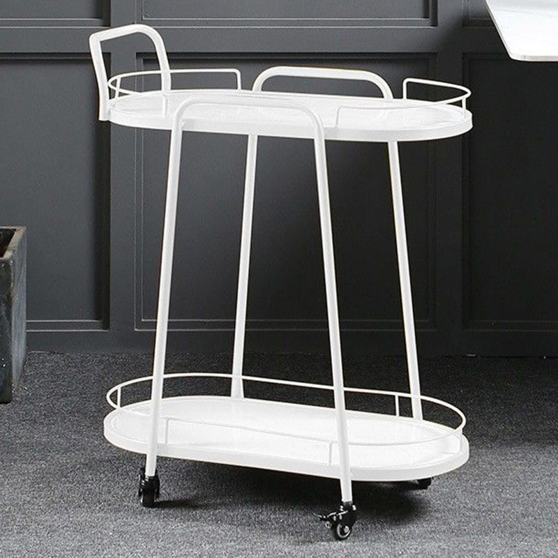 Contemporary Oval Prep Table Rolling Metal Prep Table for Kitchen