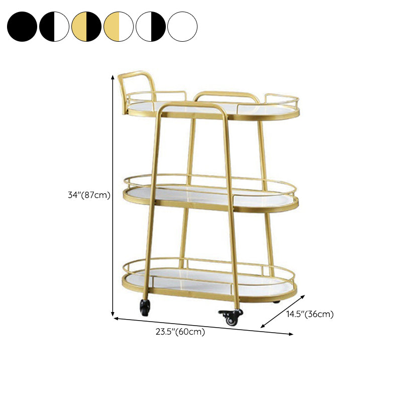 Contemporary Oval Prep Table Rolling Metal Prep Table for Kitchen