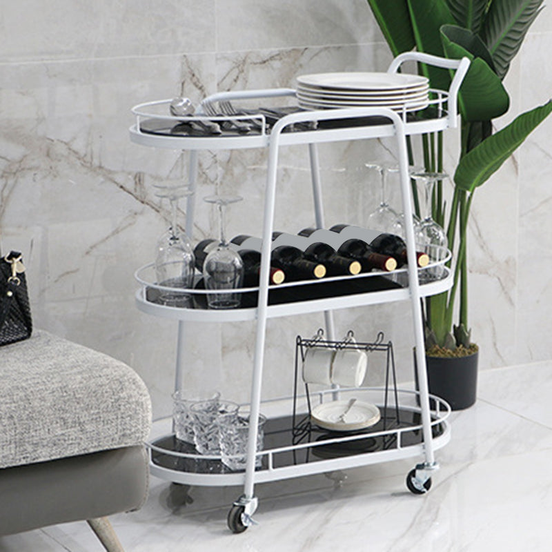 Modern Style Oval Prep Table Rolling Metal Prep Table for Kitchen