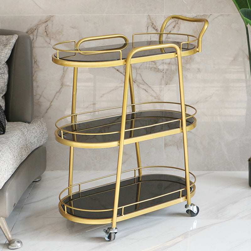 Modern Style Oval Prep Table Rolling Metal Prep Table for Kitchen