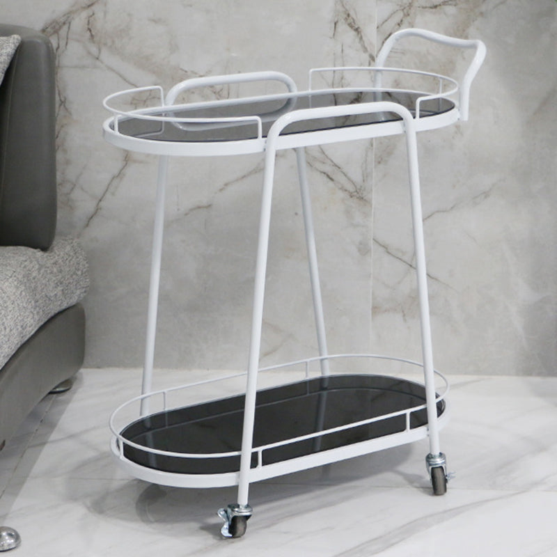 Modern Style Oval Prep Table Rolling Metal Prep Table for Kitchen