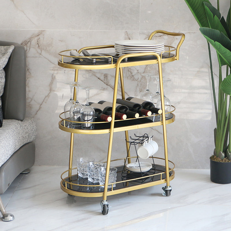 Modern Style Oval Prep Table Rolling Metal Prep Table for Kitchen