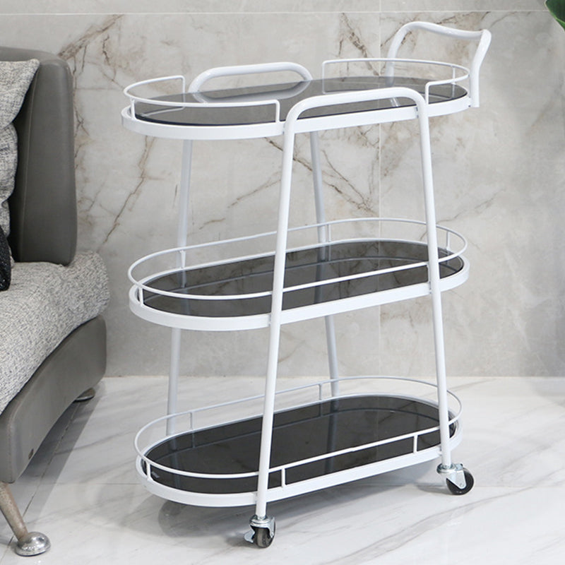 Modern Style Oval Prep Table Rolling Metal Prep Table for Kitchen