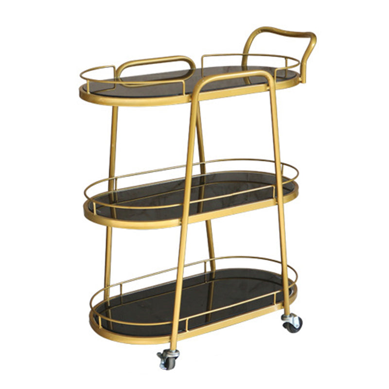 Modern Style Oval Prep Table Rolling Metal Prep Table for Kitchen