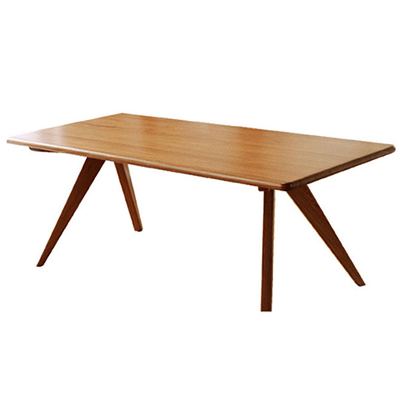 Rectangle Double Base Dining Table Medieval Modern Style Wood Table for Kitchen