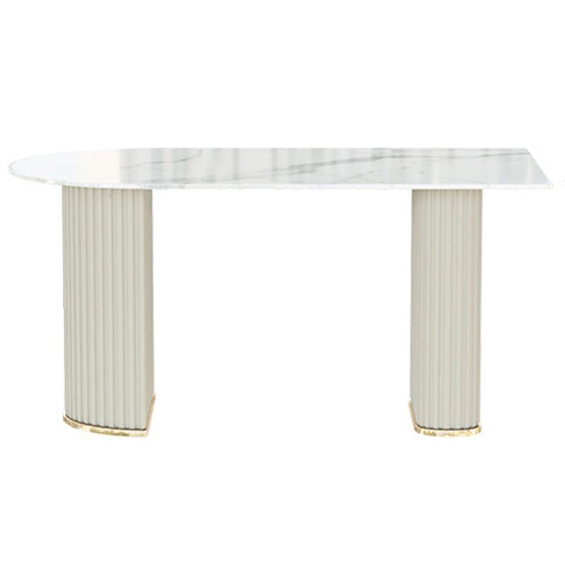 Modern Double Pedestal Dining Table Stone Table for Dining Room Kitchen
