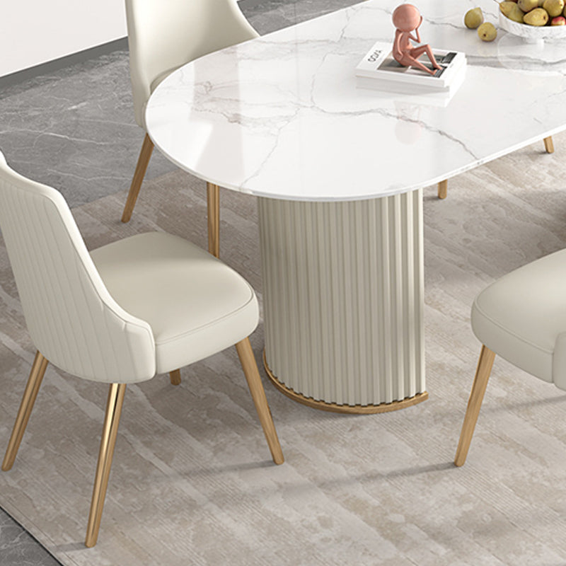 Modern Double Pedestal Dining Table Stone Table for Dining Room Kitchen