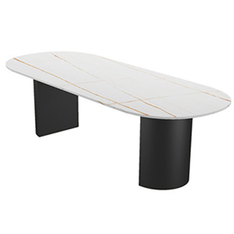 Modern Sintered Stone Dining Table Double Pedestal Table for Home Use