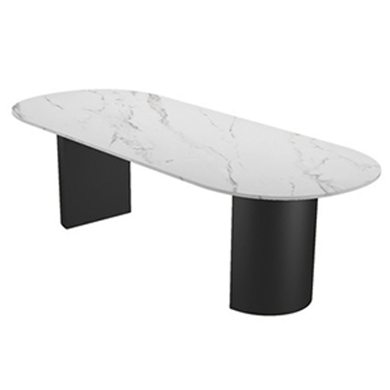 Modern Sintered Stone Dining Table Double Pedestal Table for Home Use