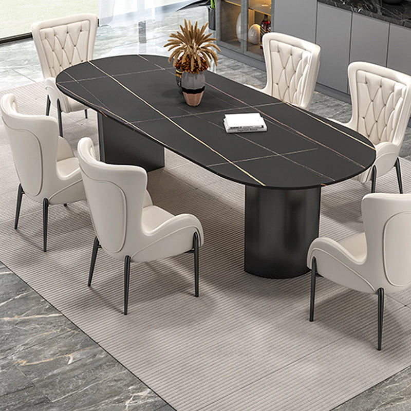 Modern Sintered Stone Dining Table Double Pedestal Table for Home Use