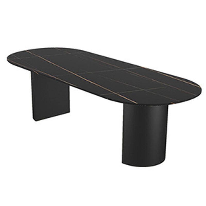 Modern Sintered Stone Dining Table Double Pedestal Table for Home Use