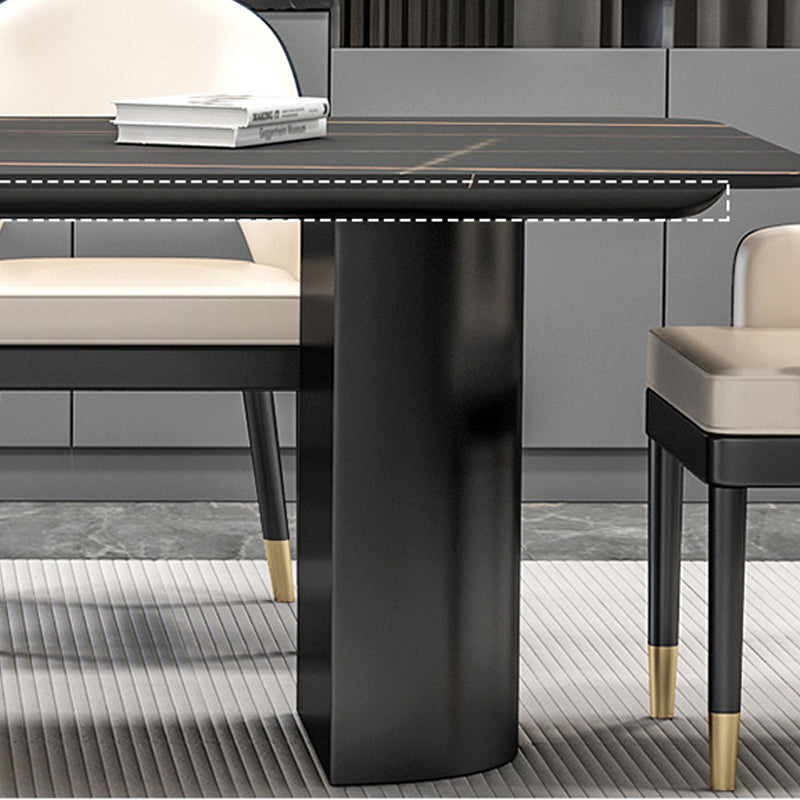 Modern Sintered Stone Dining Table Double Pedestal Table for Home Use