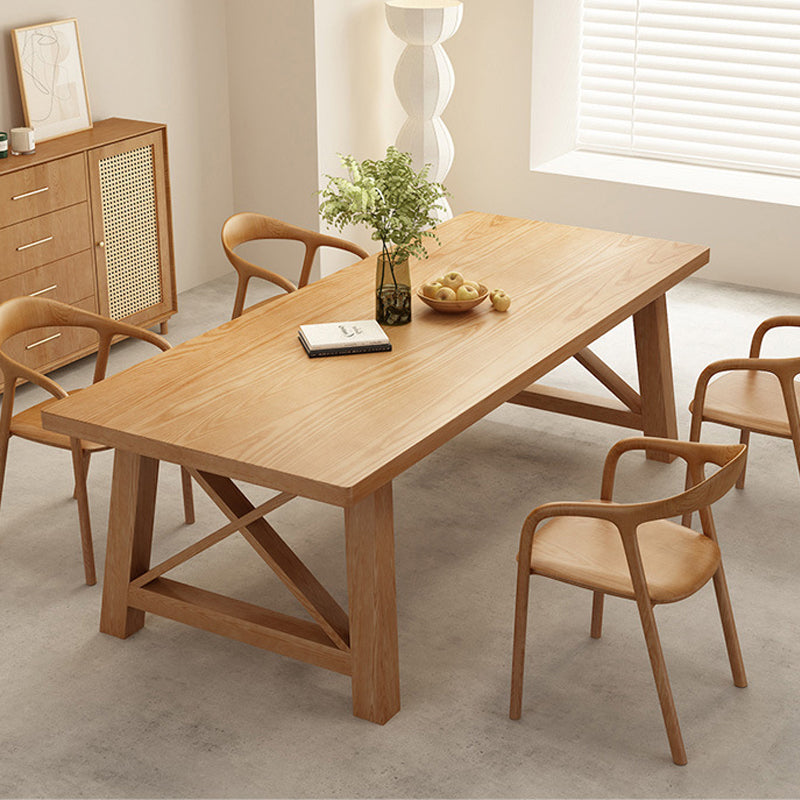 Glam Style Wood Dining Table Rectangle Table with Wood Legs for Kitchen