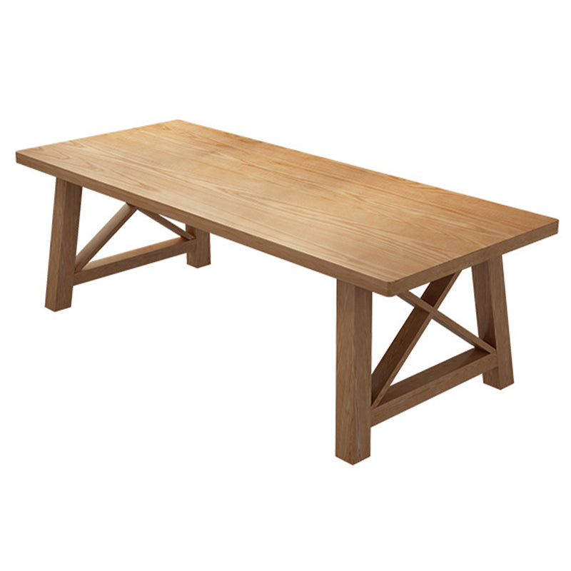 Glam Style Wood Dining Table Rectangle Table with Wood Legs for Kitchen