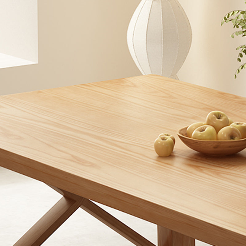 Glam Style Wood Dining Table Rectangle Table with Wood Legs for Kitchen