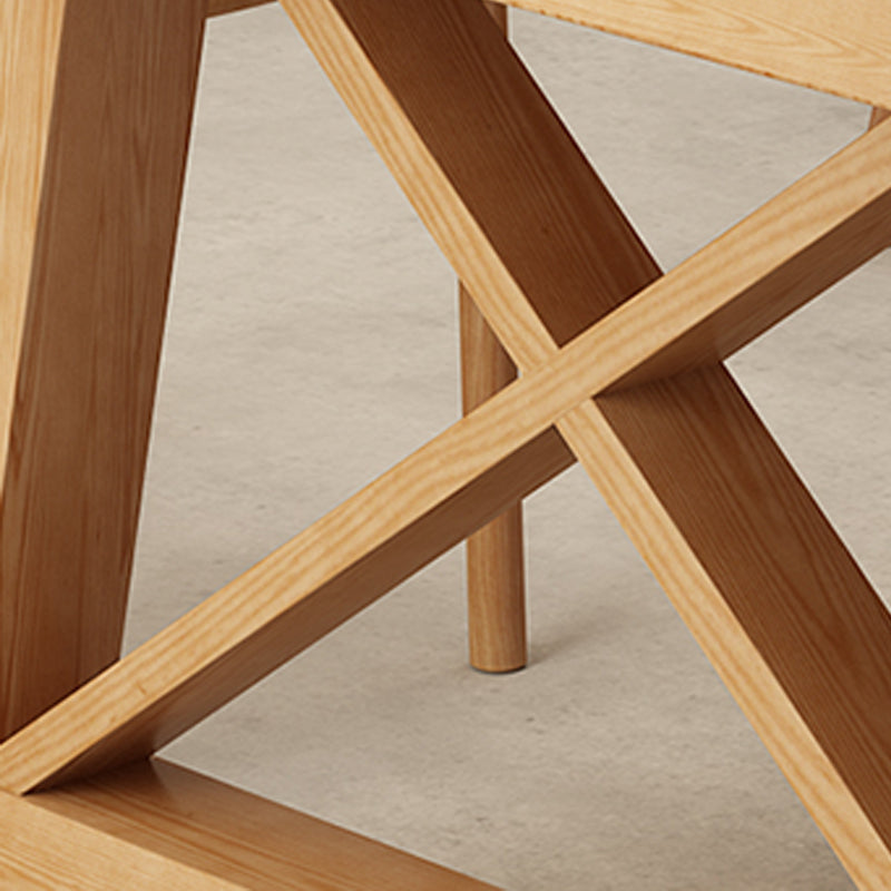 Glam Style Wood Dining Table Rectangle Table with Wood Legs for Kitchen
