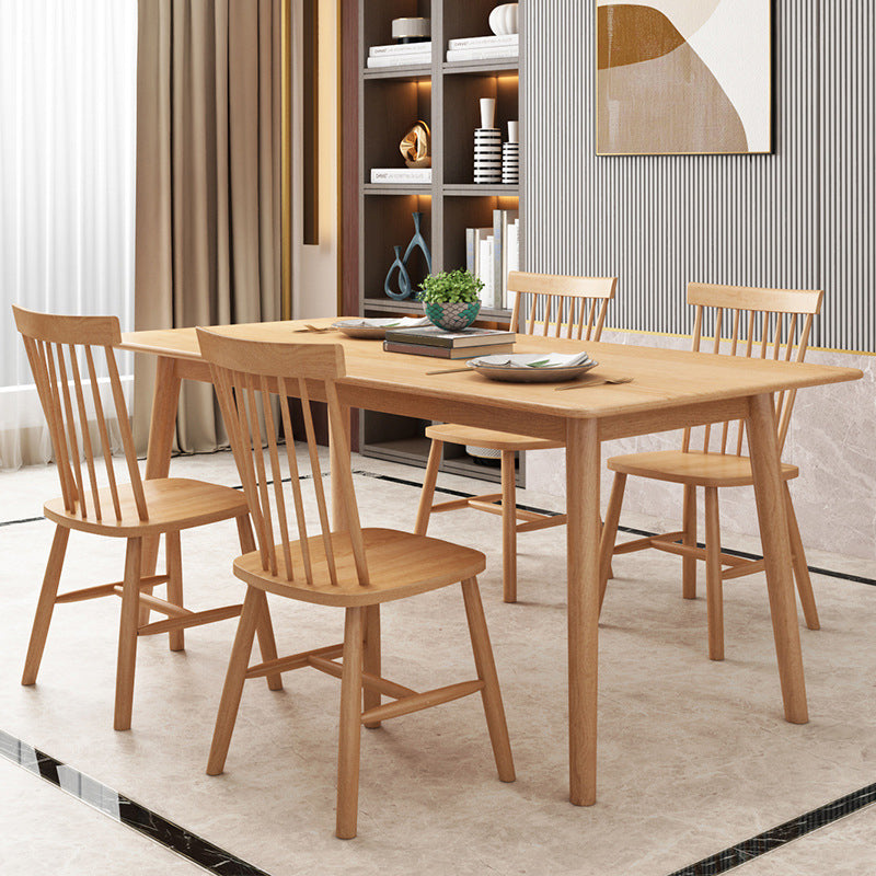 Glam Style Wooden Dining Table Rectangle Table with Wood Legs for Kitchen
