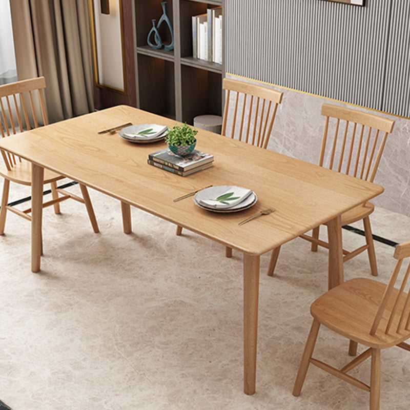 Glam Style Wooden Dining Table Rectangle Table with Wood Legs for Kitchen