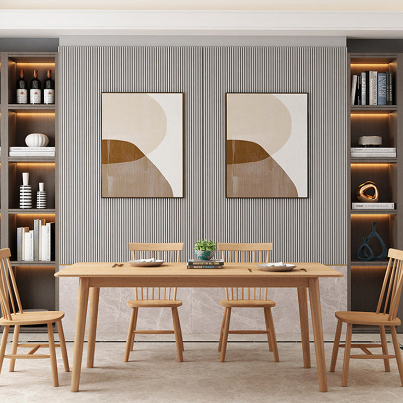 Glam Style Wooden Dining Table Rectangle Table with Wood Legs for Kitchen