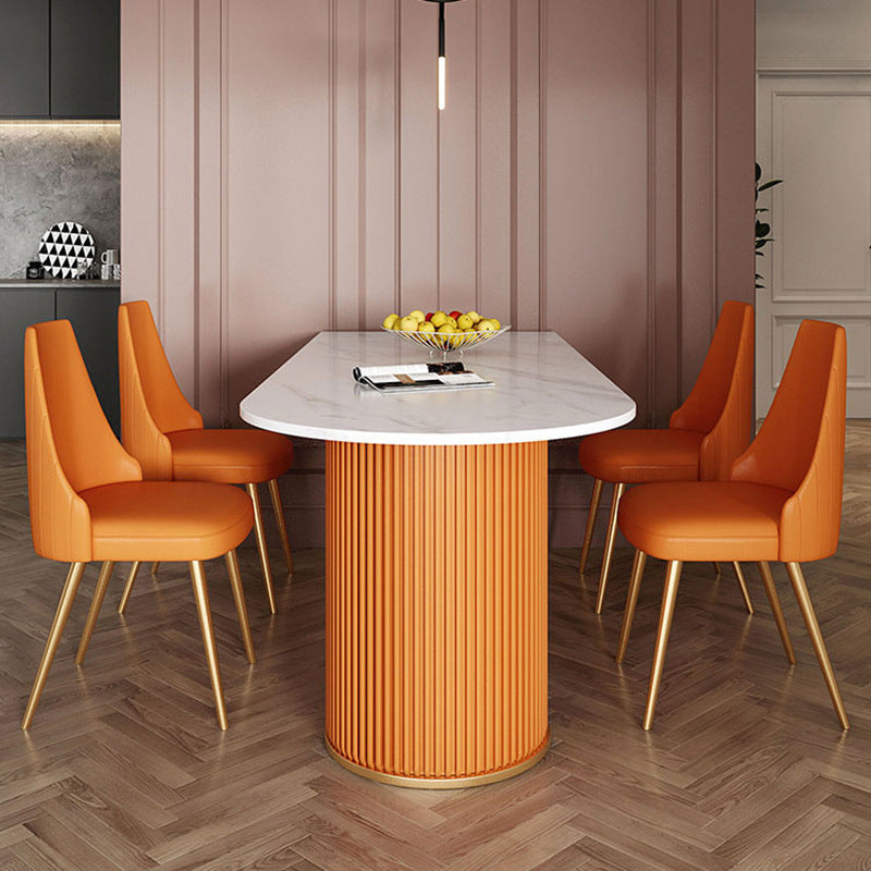 Modern Sintered Stone Dining Table Double Pedestal Table for Dining Room